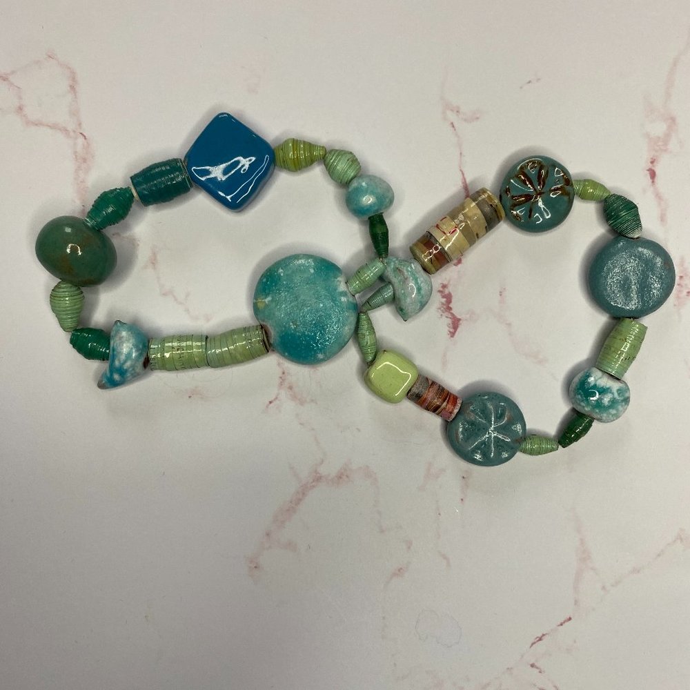 Teal Bird Stacking Bracelets